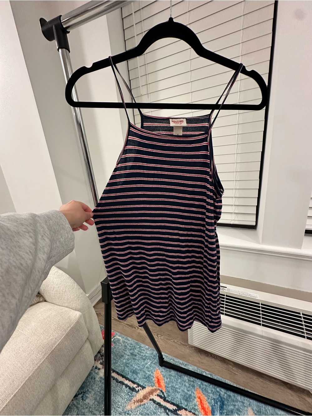 Mossimo Supply Co. Striped Spaghetti Strap Tank Top, Navy, Red, White, Size S